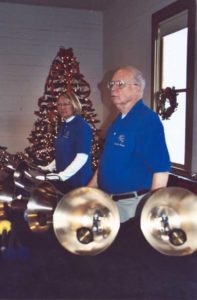 Candlelight Christmas, Burritt on the Mountain:  Carol and Jim on the bass bells (12/2/2006)
