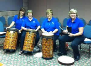 Drum Class, Gatlinburg, TN:  Sara Beth Creel, Susan Sadler, Barbara Wood, & Julee Martin (6/2011)